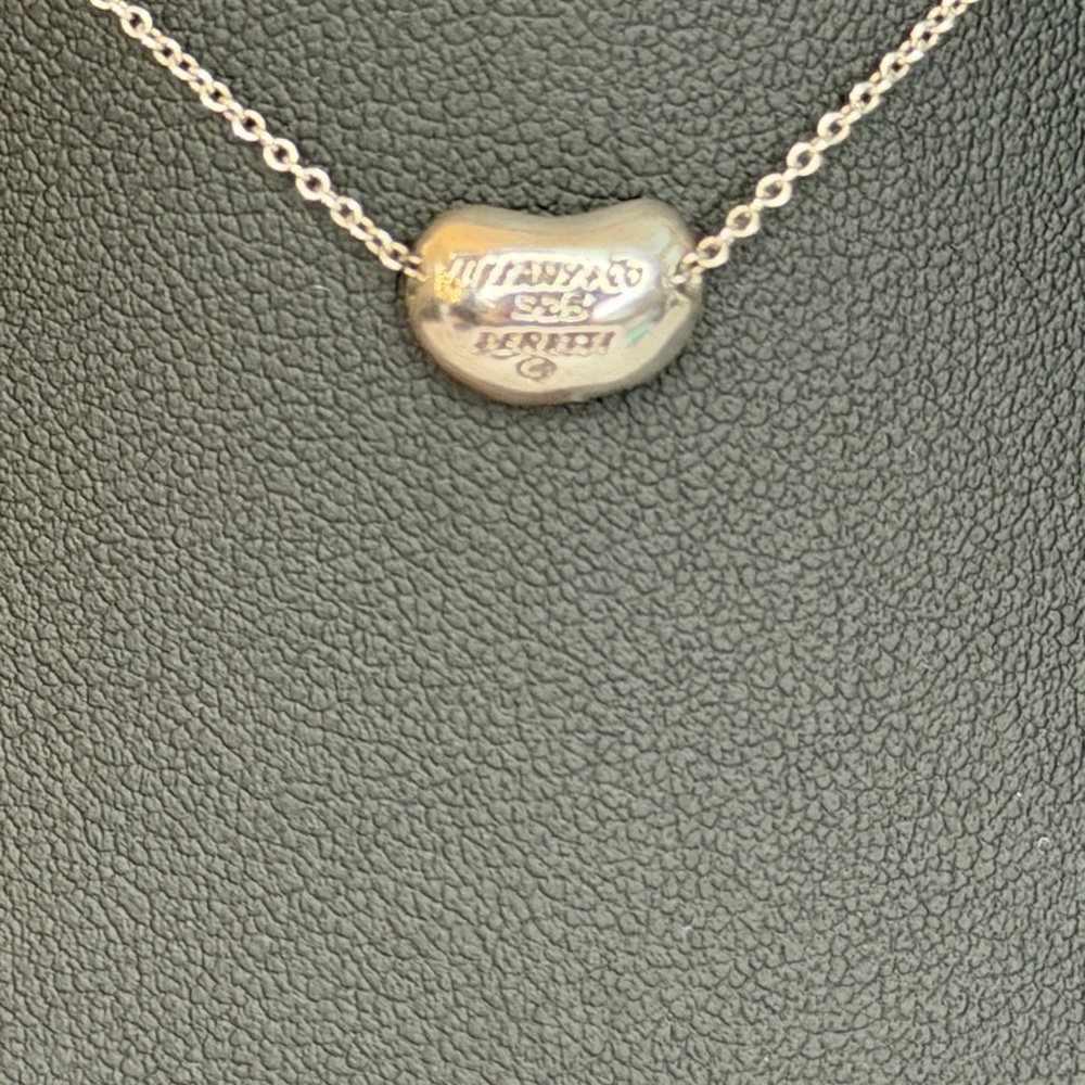 Tiffany & Co. Elsa Peretti Sterling Silver Bean Necklace Pendant | Original Box - Picture 3 of 6